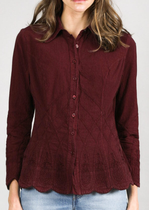 252 Genova Long Sleeve Cotton Blouse