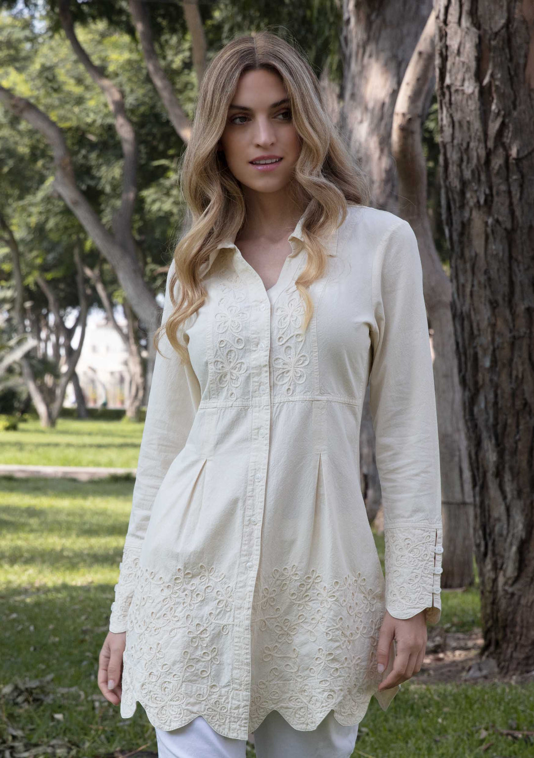 Chris Long Sleeve Cotton Blouse