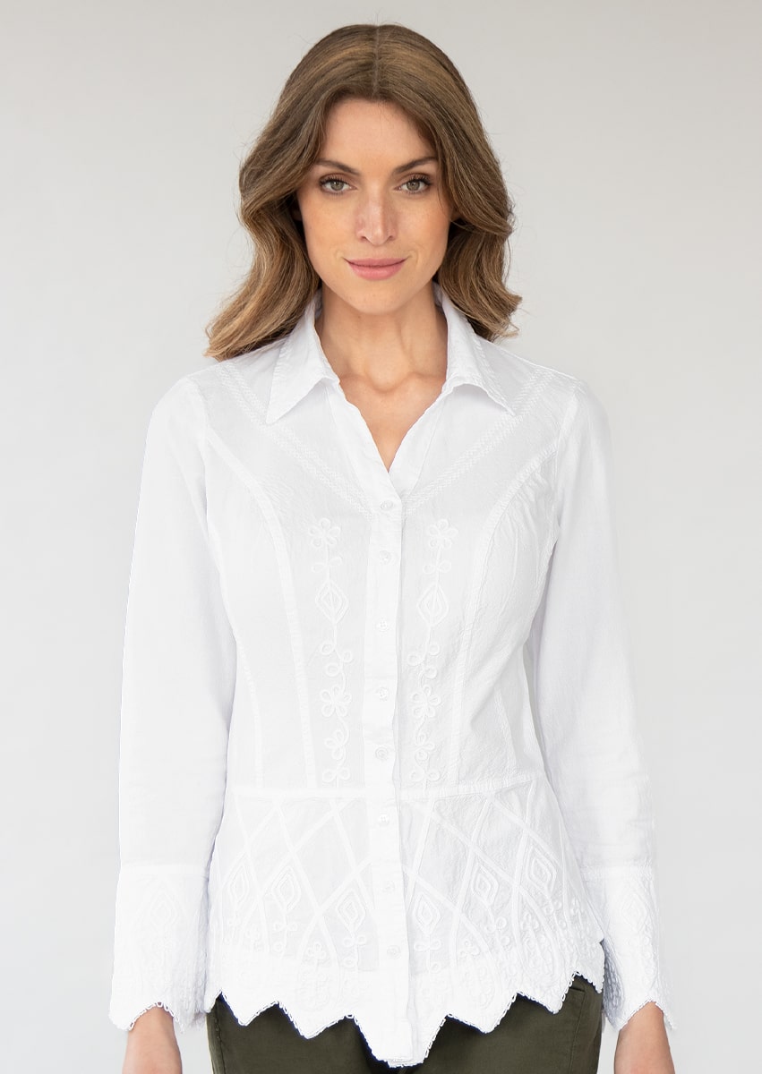 Barbara Long Sleeve Cotton Blouse
