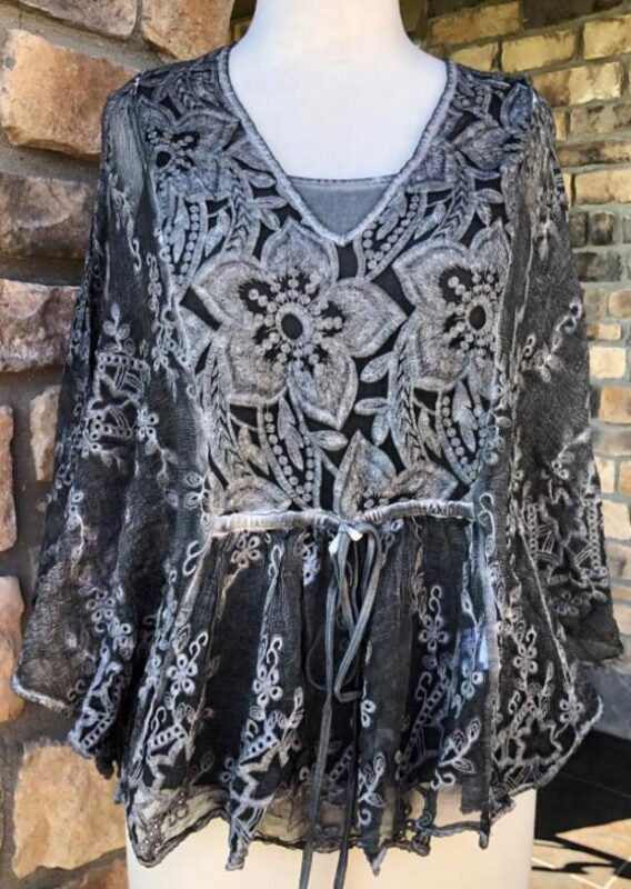 TPS-034 Aris Embroidered Silk Top