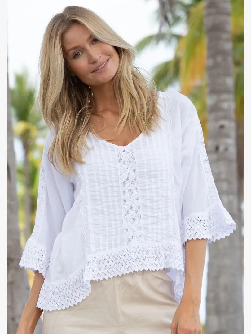 S16-022 Roxmy 3/4 Sleeve Cotton Crop Top