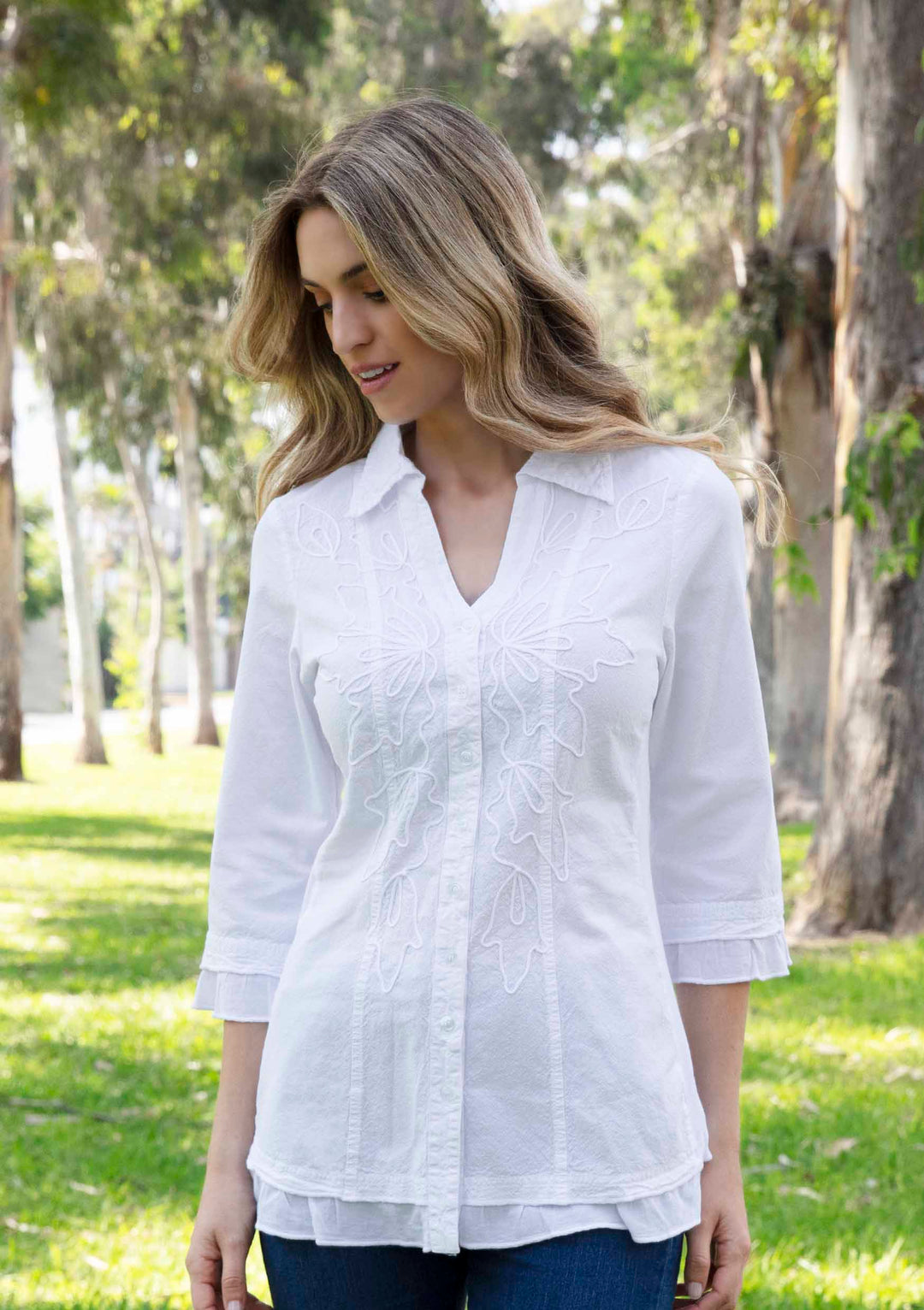 Nuria 3/4 Sleeve Cotton Blouse