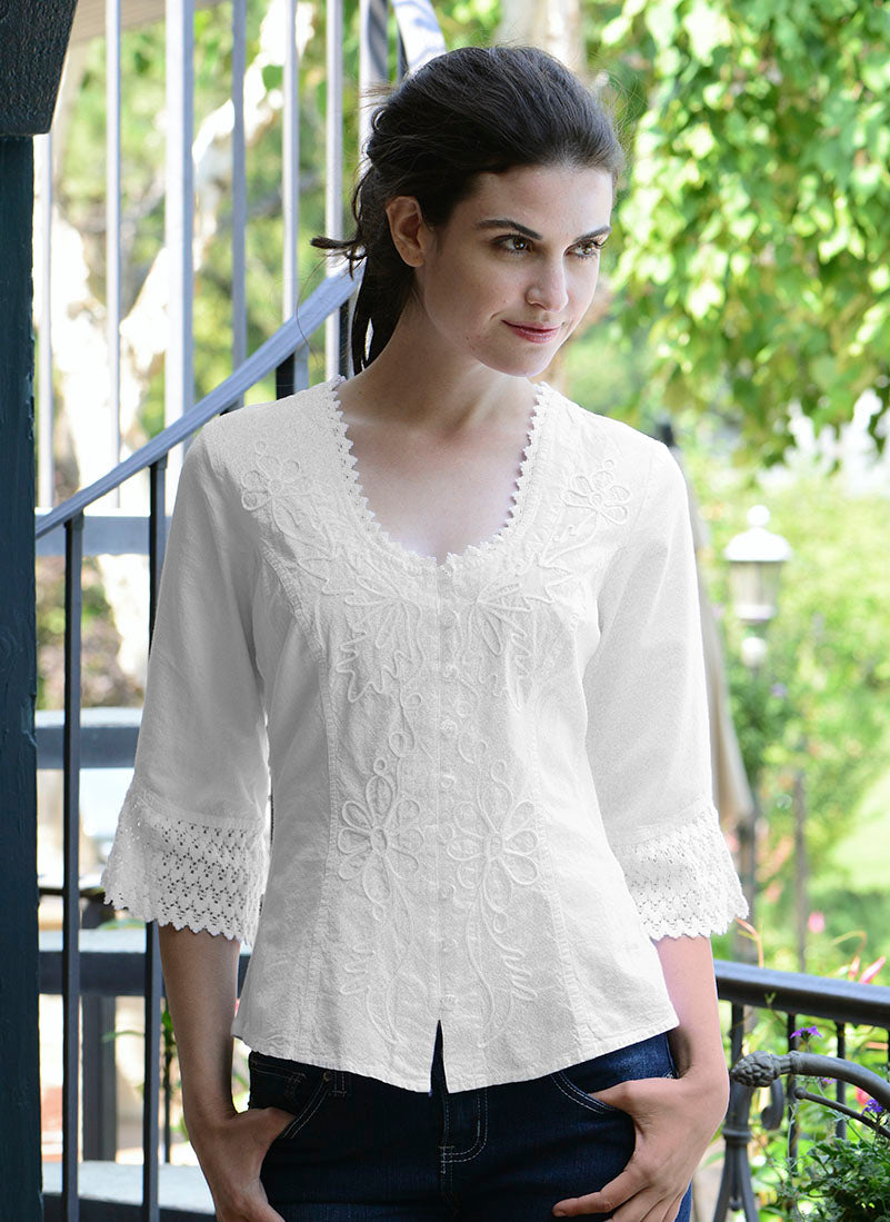 Nazira 3/4 Sleeve Cotton Blouse