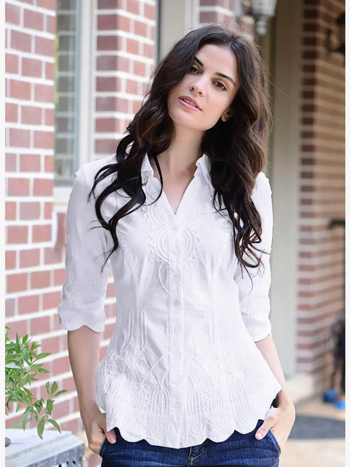 Plus Size Allie Cotton Blouse (S16-033)