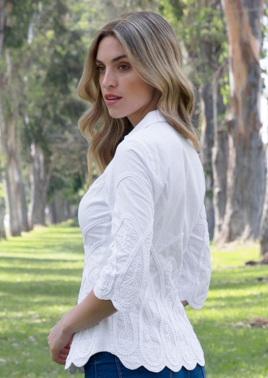 S18-673 Agnes 3/4 Sleeve Cotton Blouse