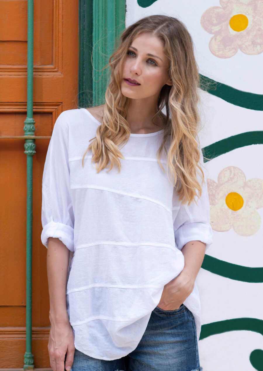 S20-808 Fedra Long Sleeve Cotton Top