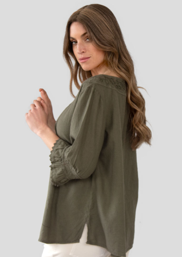 Odilia 3/4 Sleeve Cotton Top