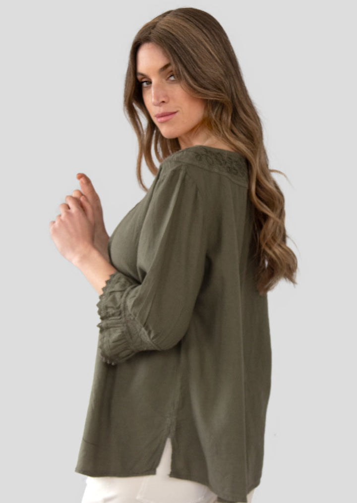 Odilia 3/4 Sleeve Cotton Top
