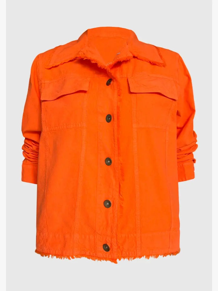 S23-858 Theressa Long Sleeve Raw Edge Cotton Jacket