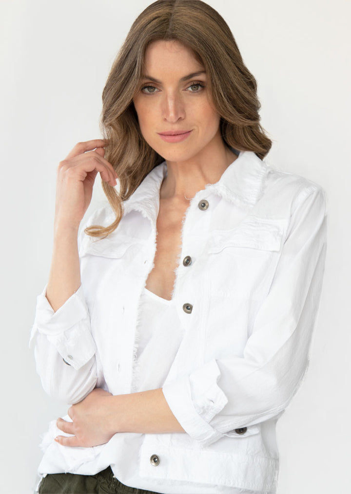 S23-858 Theressa Long Sleeve Raw Edge Cotton Jacket