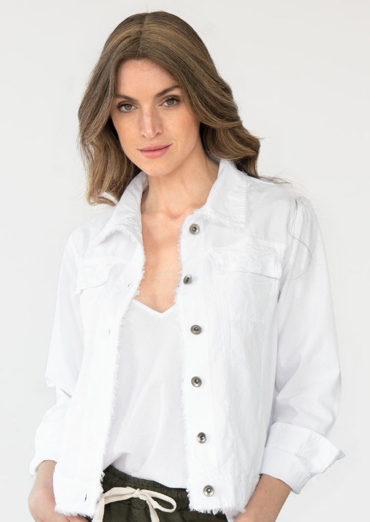 Theressa Long Sleeve Raw Edge Cotton Jacket