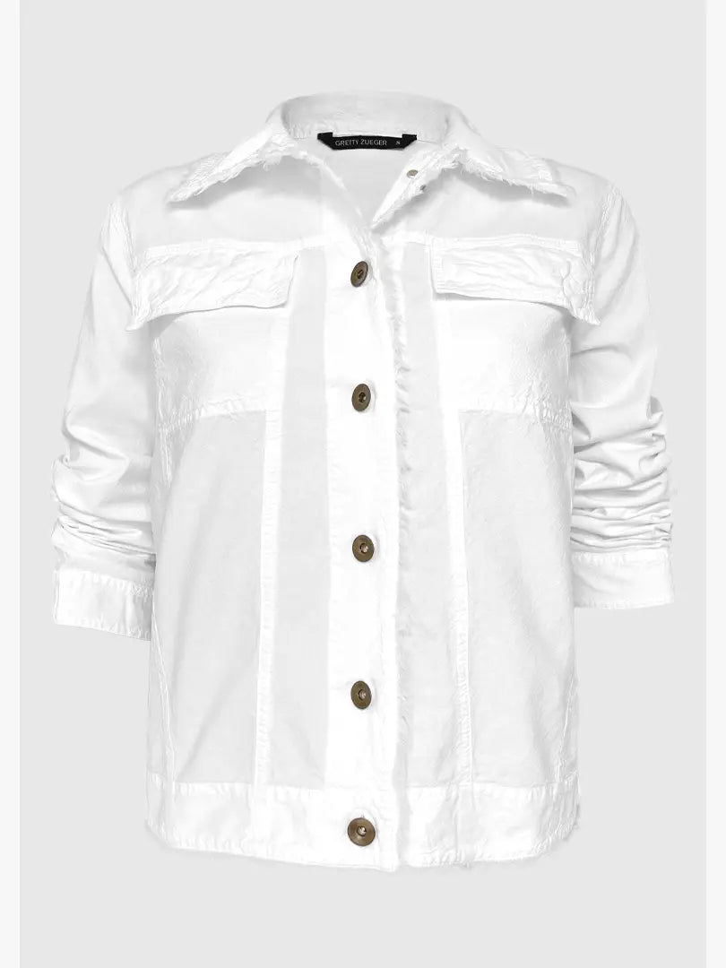 S23-858 Theressa Long Sleeve Raw Edge Cotton Jacket