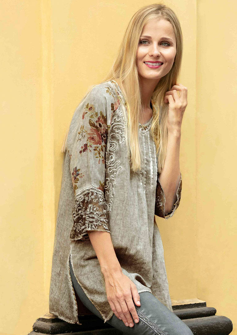 Zulma 3/4 Sleeve Cotton Blend Top