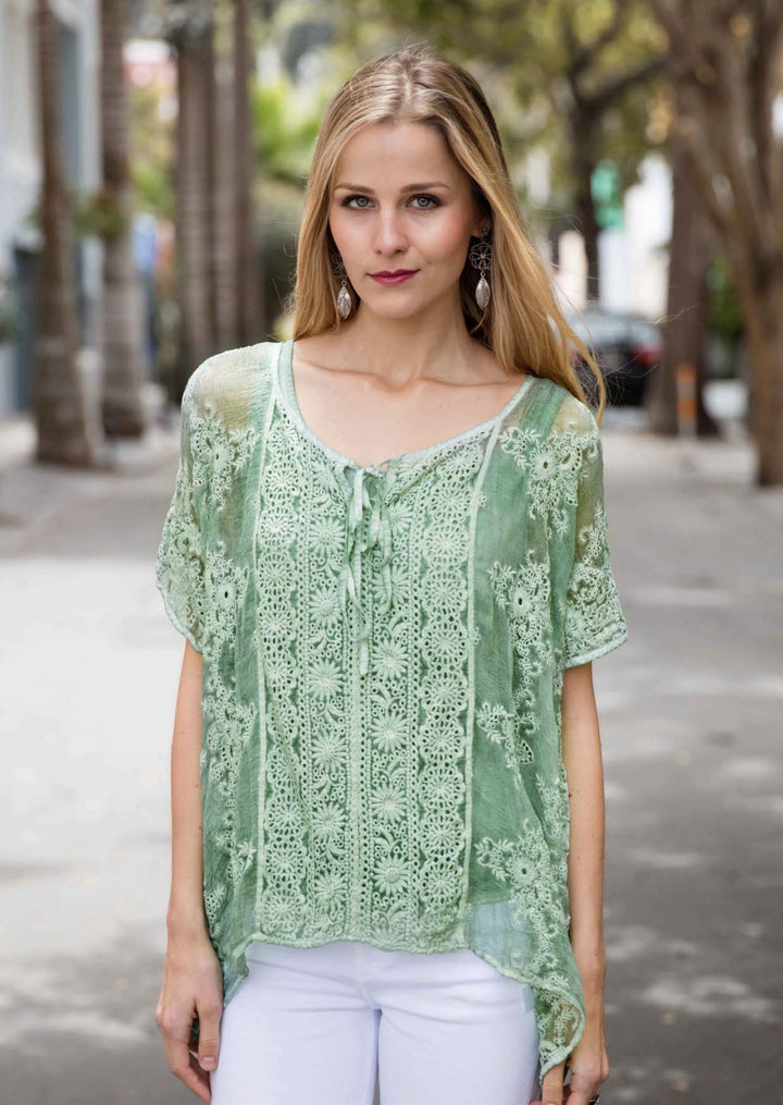 Tahira Embroidered Silk Top