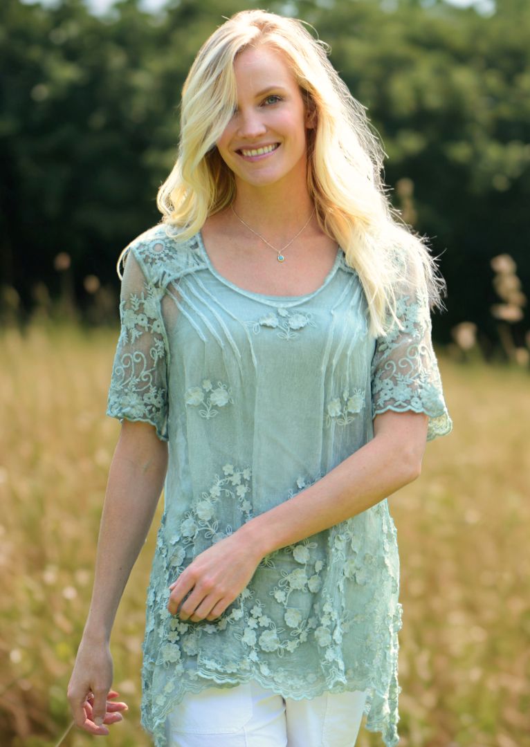 TPS-012 Fatima Embroidered Silk Top