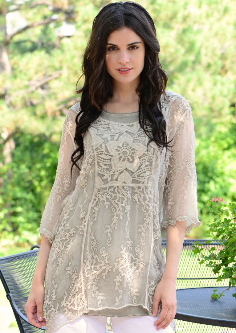 TPS-021 Harlene Embroidered Silk Tunic