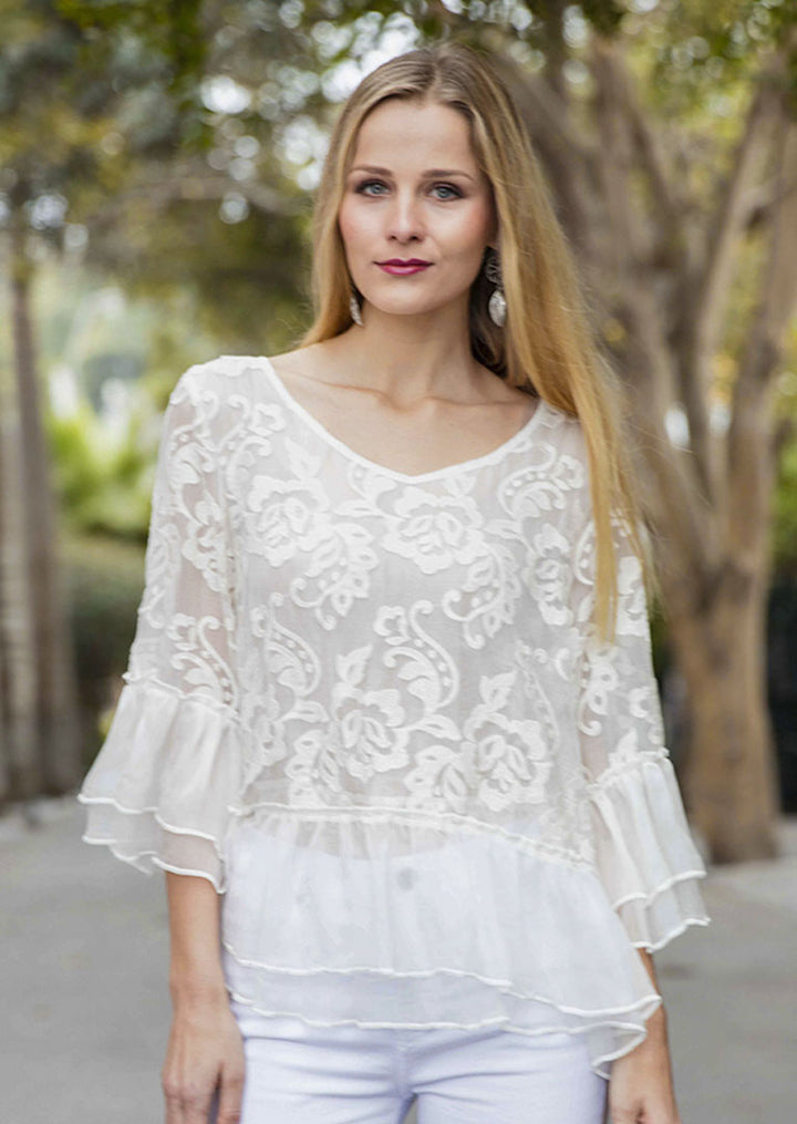 Libia Embroidered Silk Top
