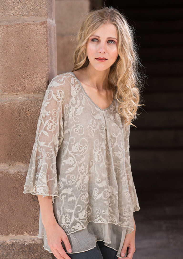 TPS-070 Magica Embroidered Silk Top