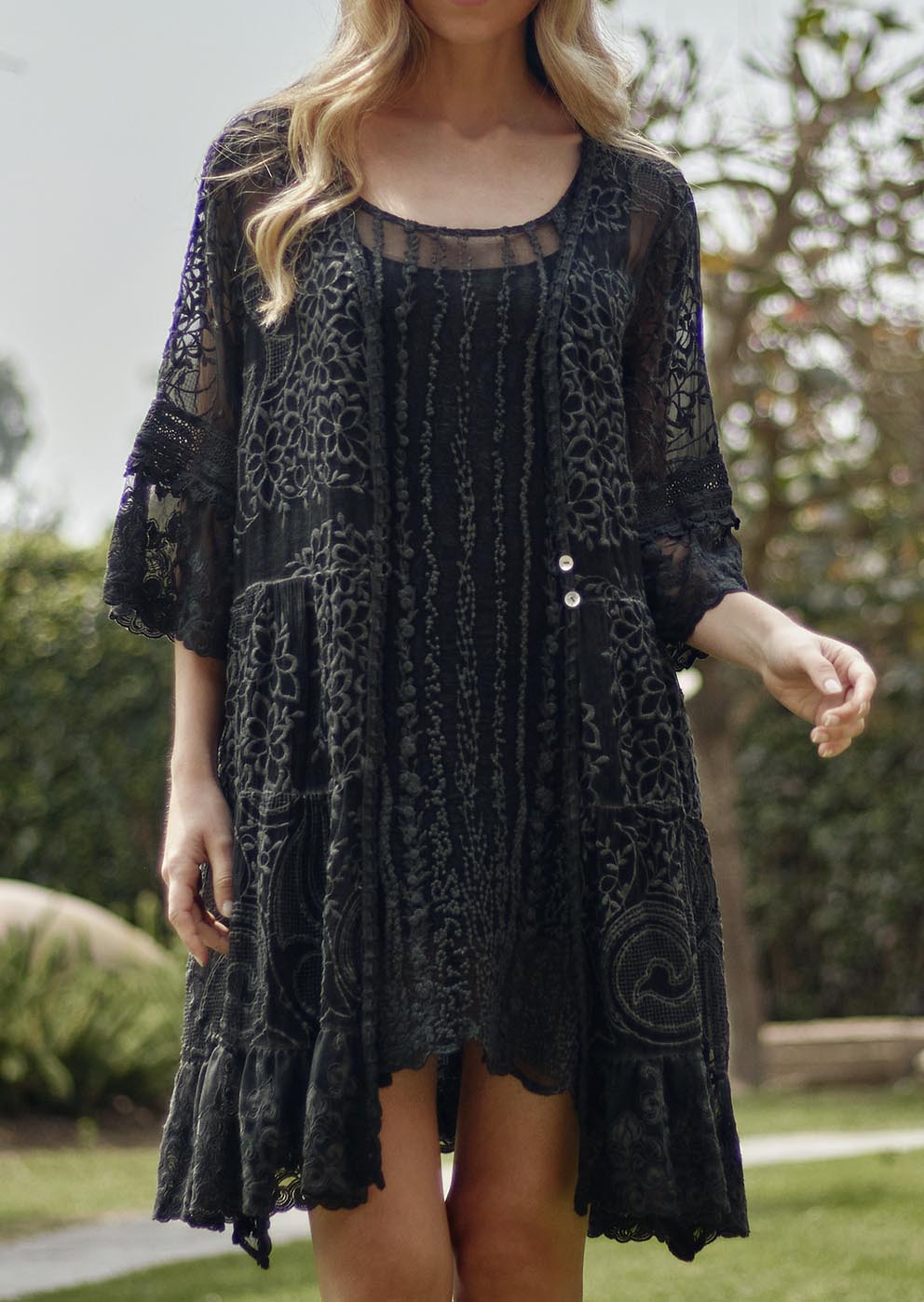 TPS-100 Peggy Embroidered Silk Duster