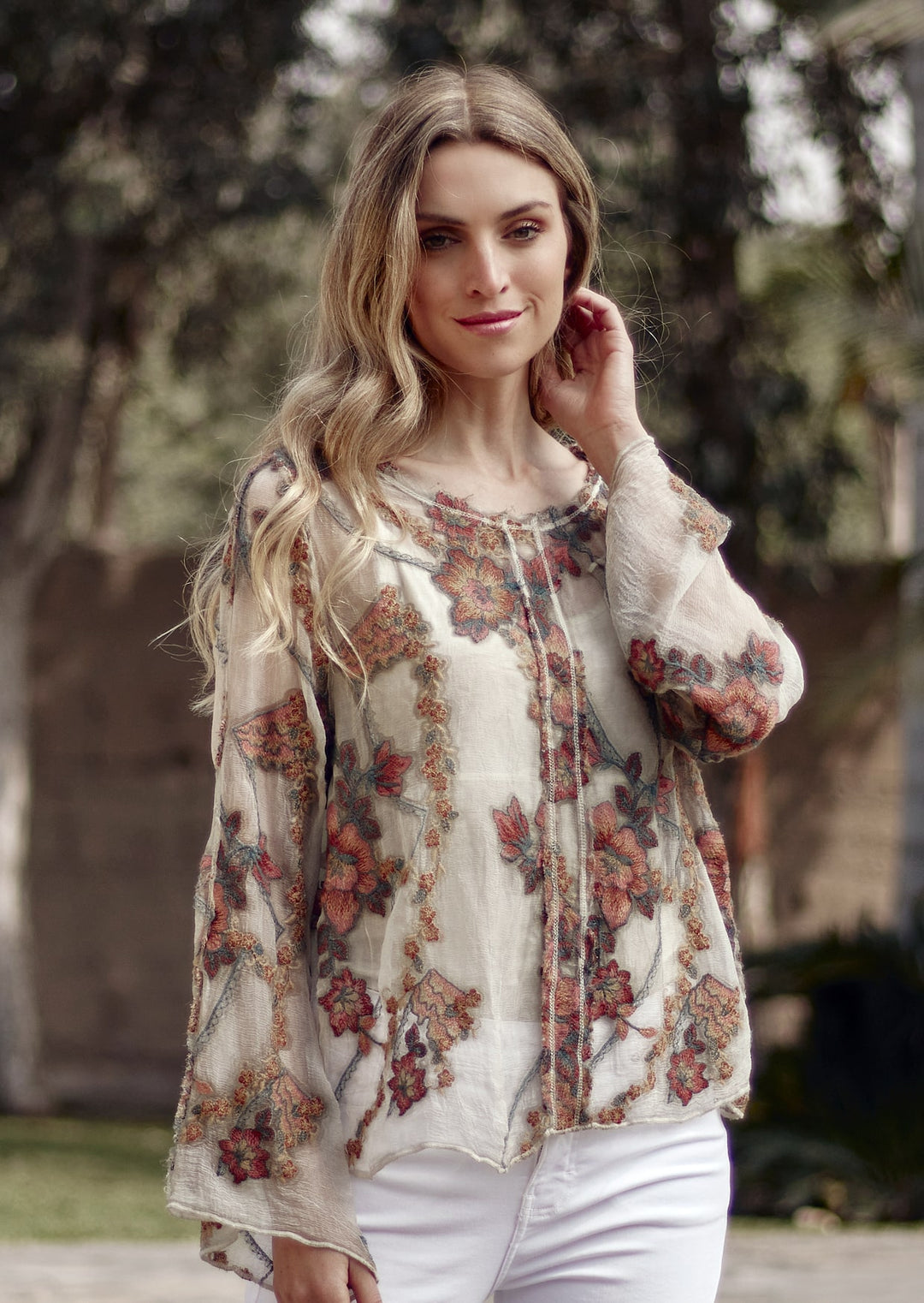 Stella Embroidered Silk Top