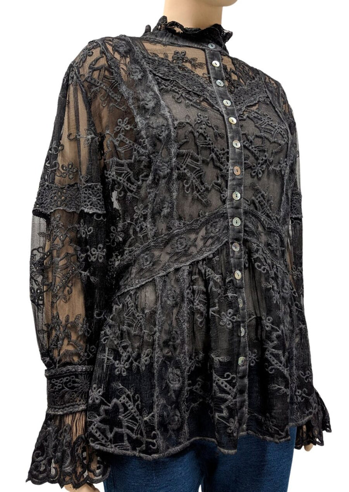 TPS-116 Sherine Embroidered Silk Blouse