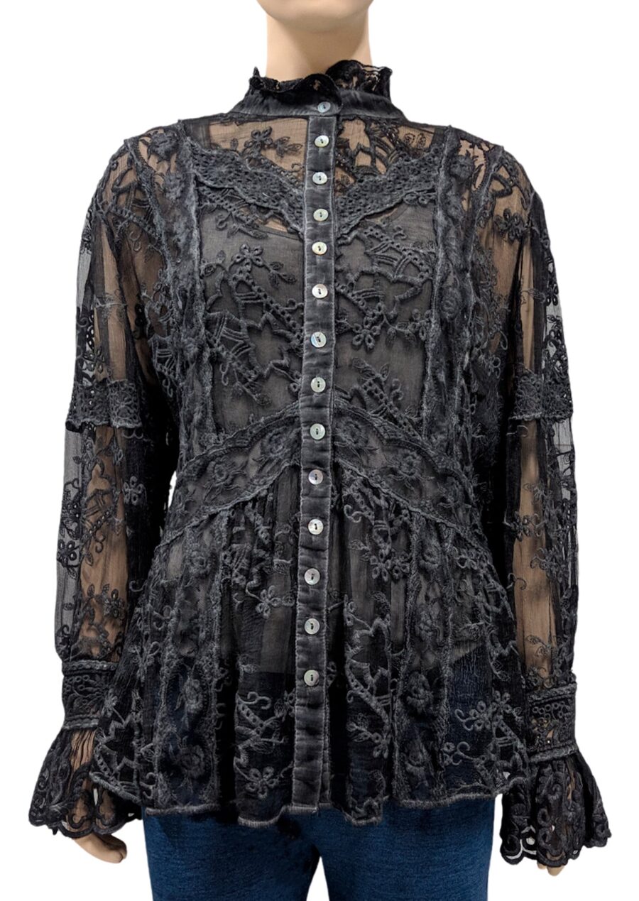 TPS-116 Sherine Embroidered Silk Blouse