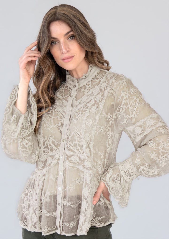 Sherine Embroidered Silk Blouse