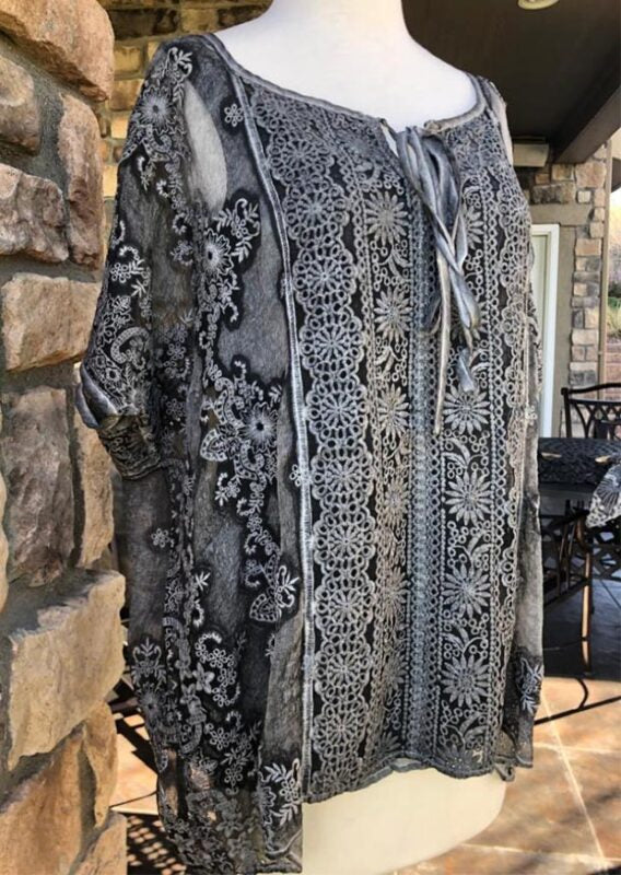 TPS-011 Tahira Embroidered Silk Top