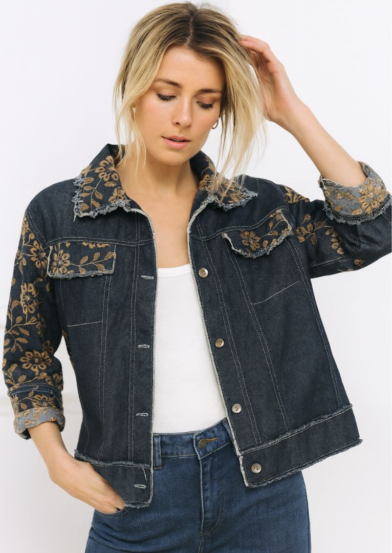 ZF158 Sienna Embroidered Raw Denim Jacket