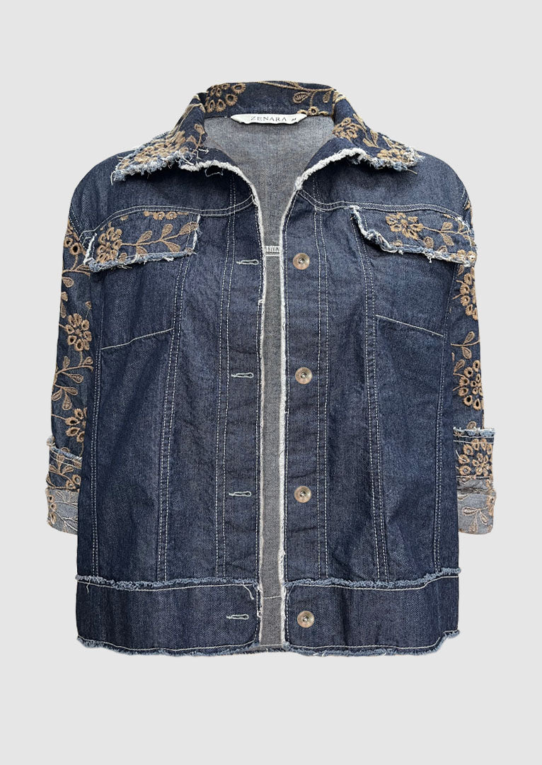 ZF158 Sienna Embroidered Raw Denim Jacket