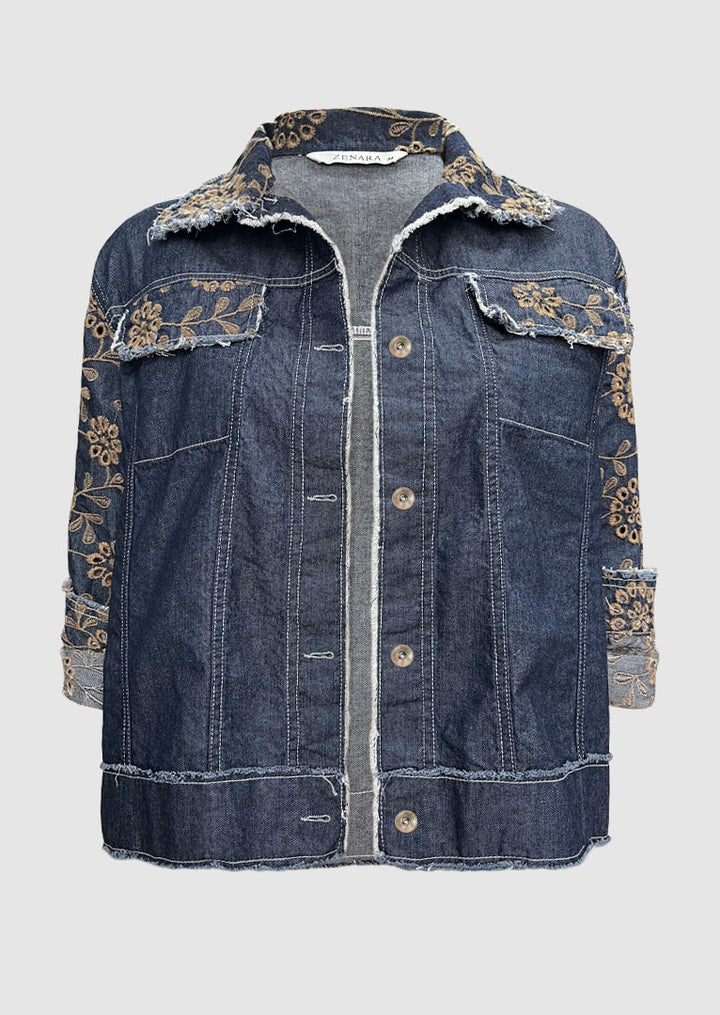 ZF158 Sienna Embroidered Raw Denim Jacket
