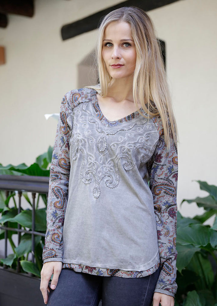 Meira Long Sleeve Knit Cotton Top