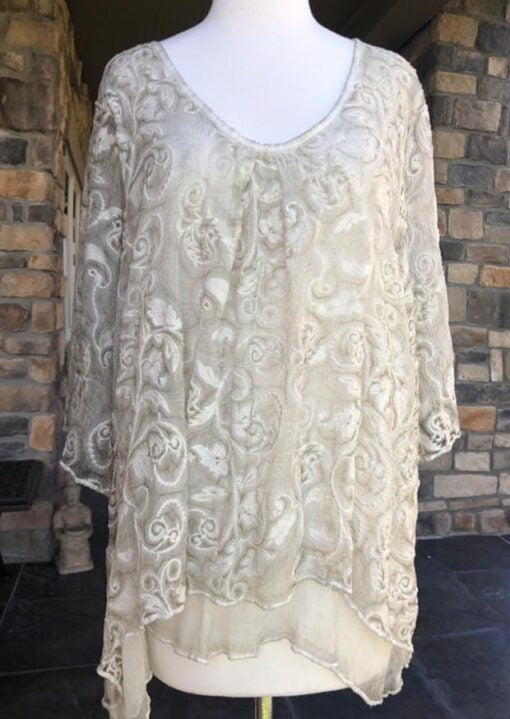 TPS-056 Flavia Embroidered Silk Top