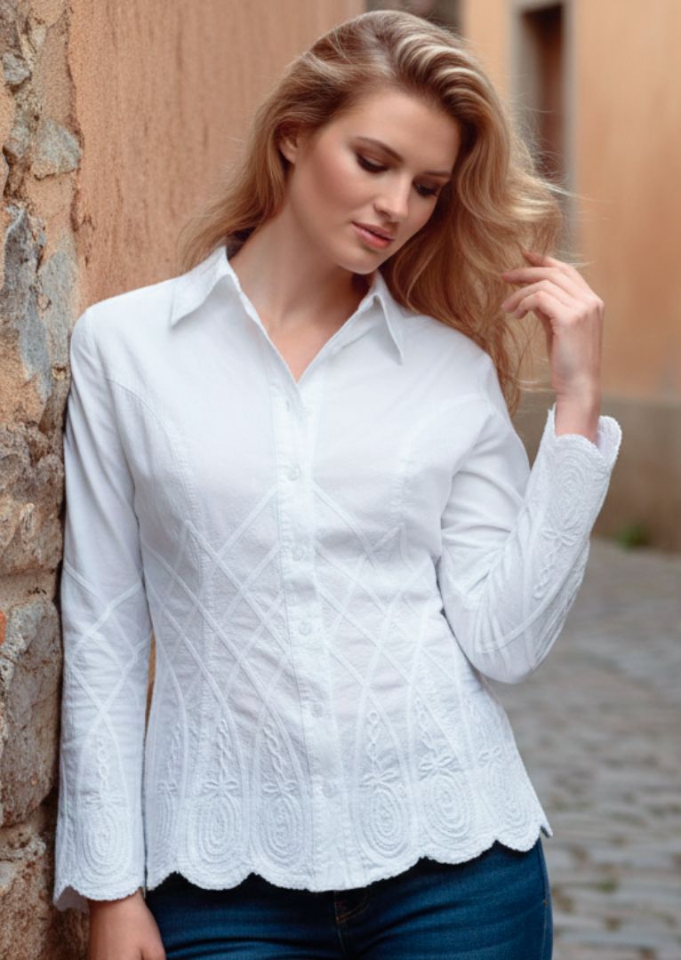 252 Genova Long Sleeve Cotton Blouse