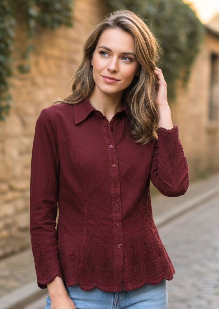 252 Genova Long Sleeve Cotton Blouse