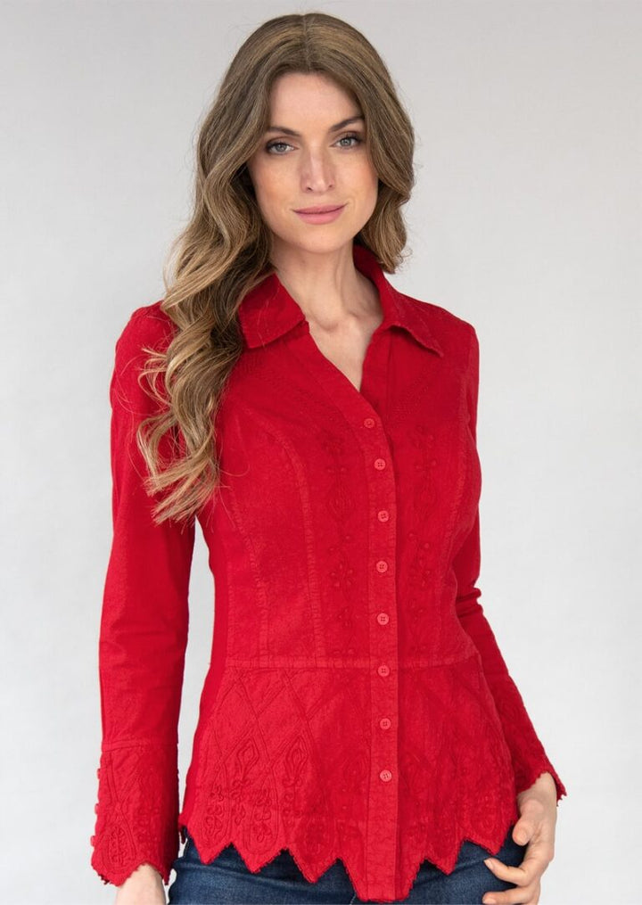 Barbara Long Sleeve Cotton Blouse