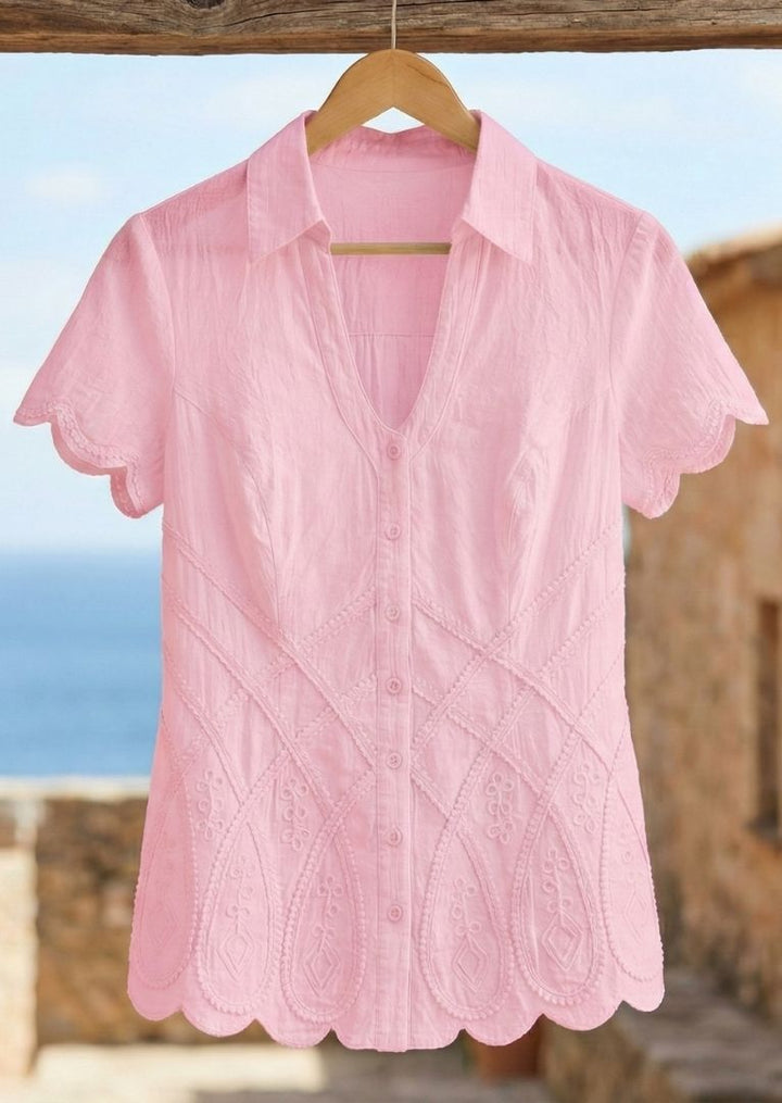 S18-672 Alune Short Sleeve Cotton Top