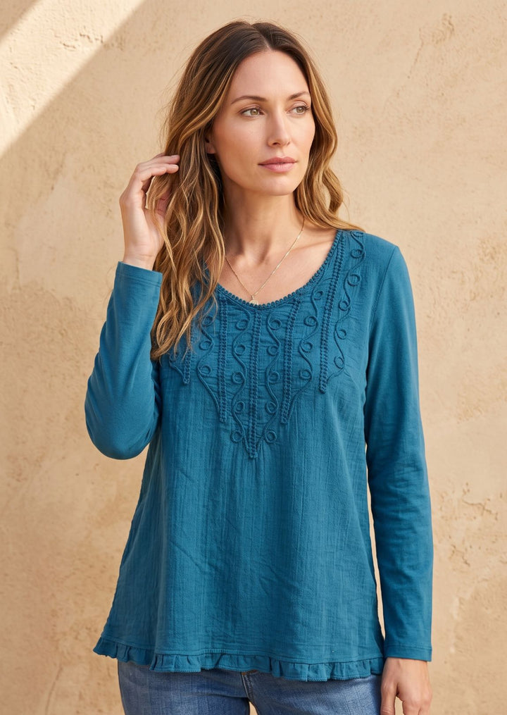 F19-788 Amelia Long Sleeve Cotton Top