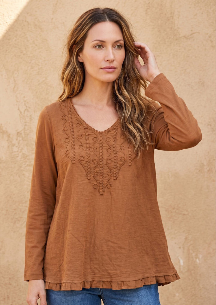F19-788 Amelia Long Sleeve Cotton Top