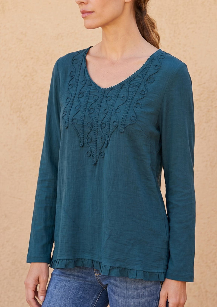 F19-788 Amelia Long Sleeve Cotton Top