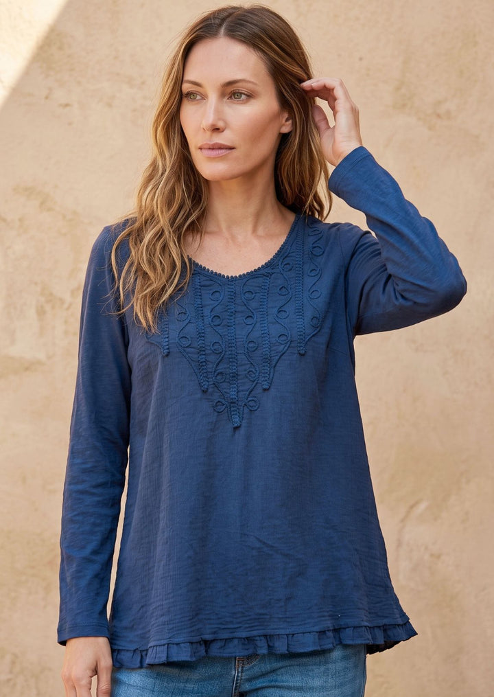 F19-788 Amelia Long Sleeve Cotton Top