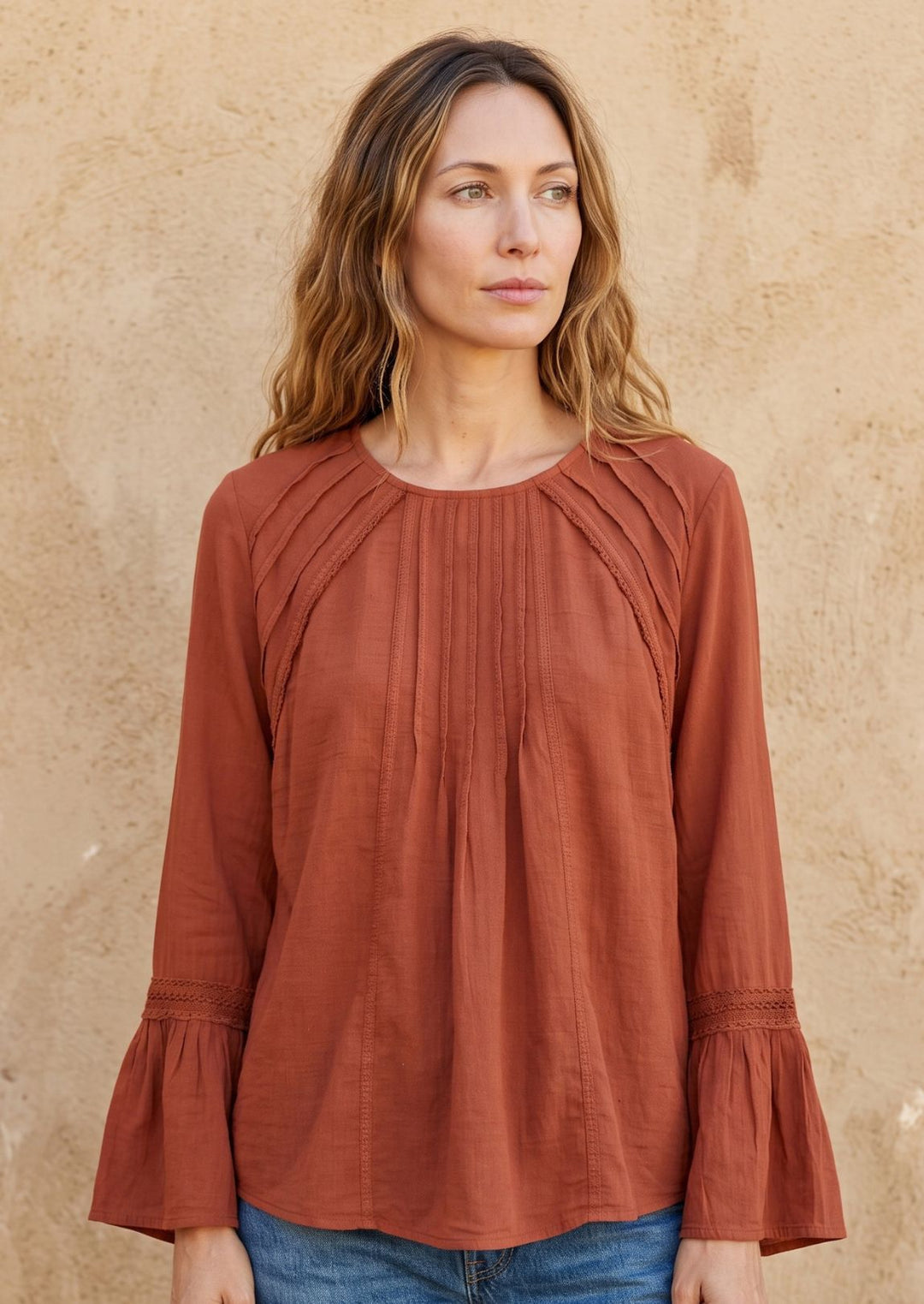 F19-794 Fantasis Long Sleeve Cotton Top