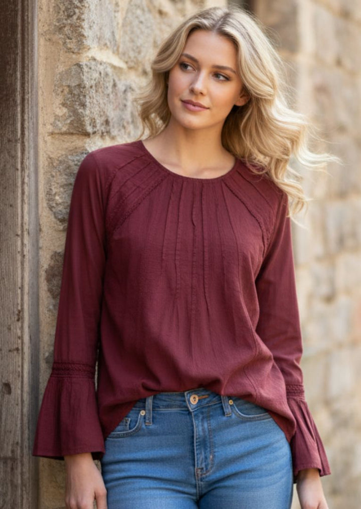 F19-794 Fantasis Long Sleeve Cotton Top