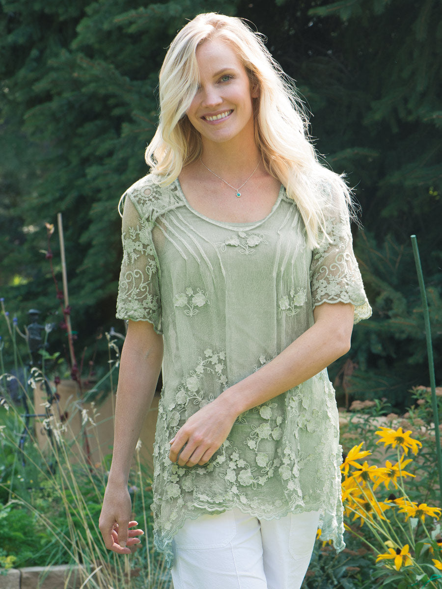 Fatima Embroidered Silk Top