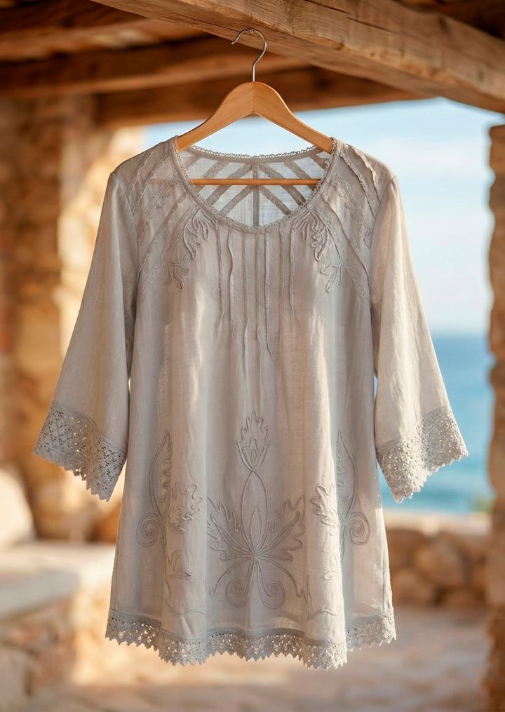 S18-686 Adara 3/4 Sleeve Cotton Tunic