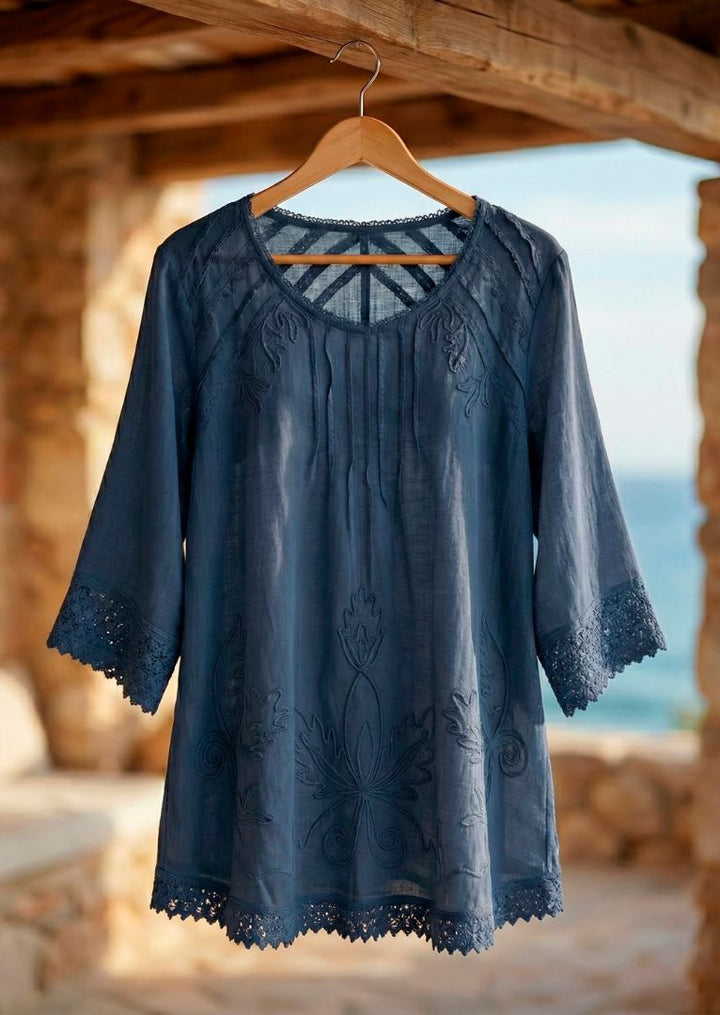 S18-686 Adara 3/4 Sleeve Cotton Tunic