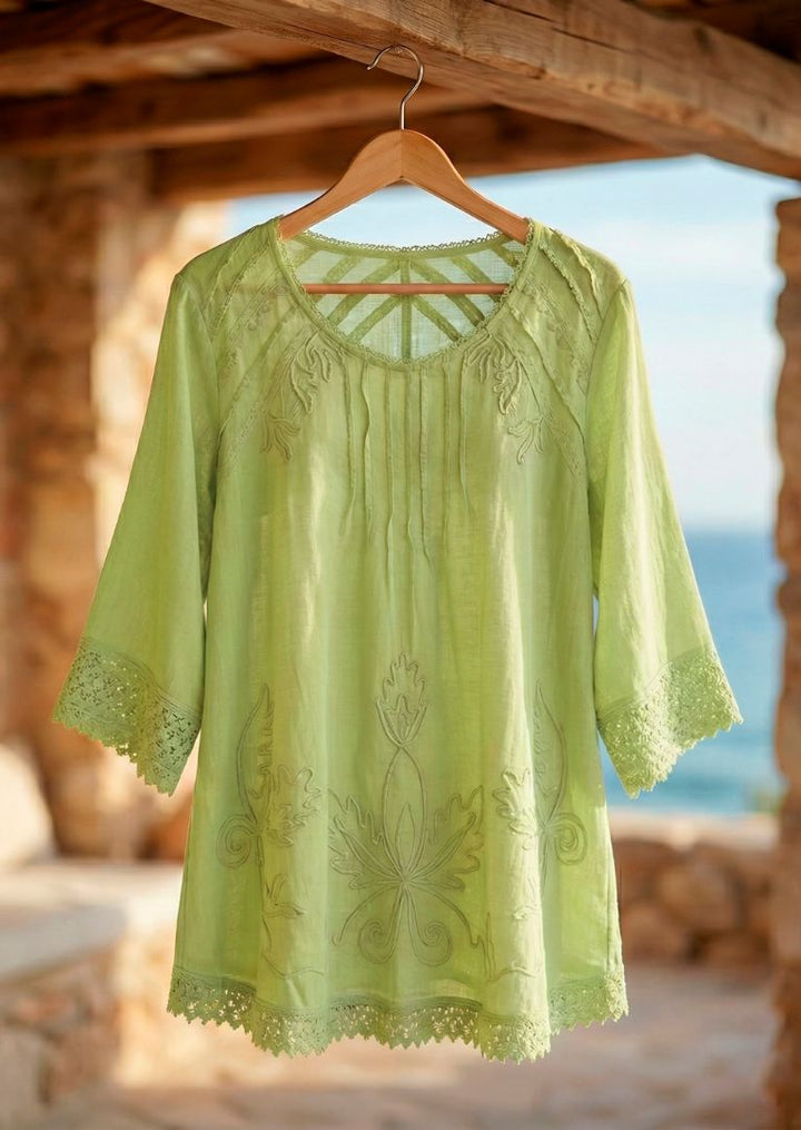 S18-686 Adara 3/4 Sleeve Cotton Tunic