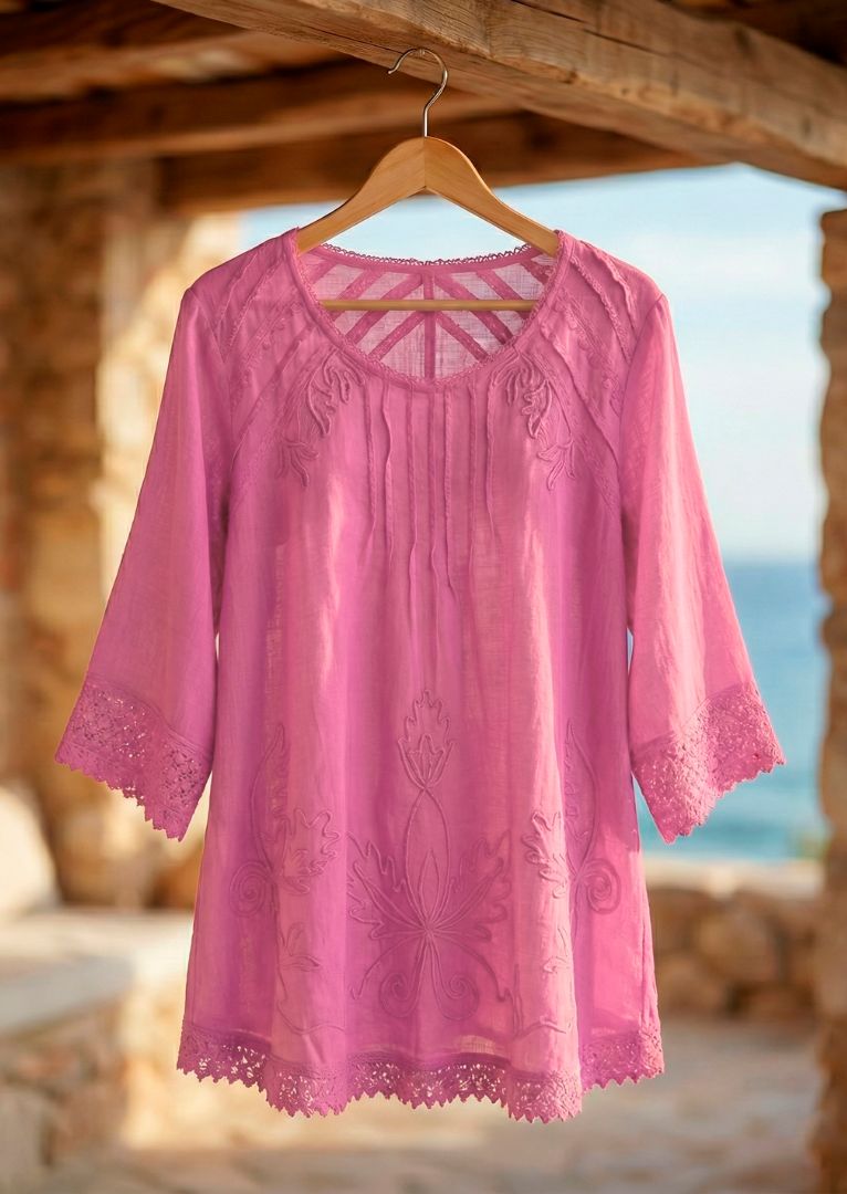 S18-686 Adara 3/4 Sleeve Cotton Tunic
