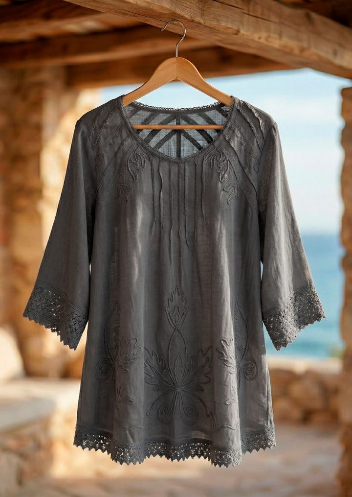 S18-686 Adara 3/4 Sleeve Cotton Tunic