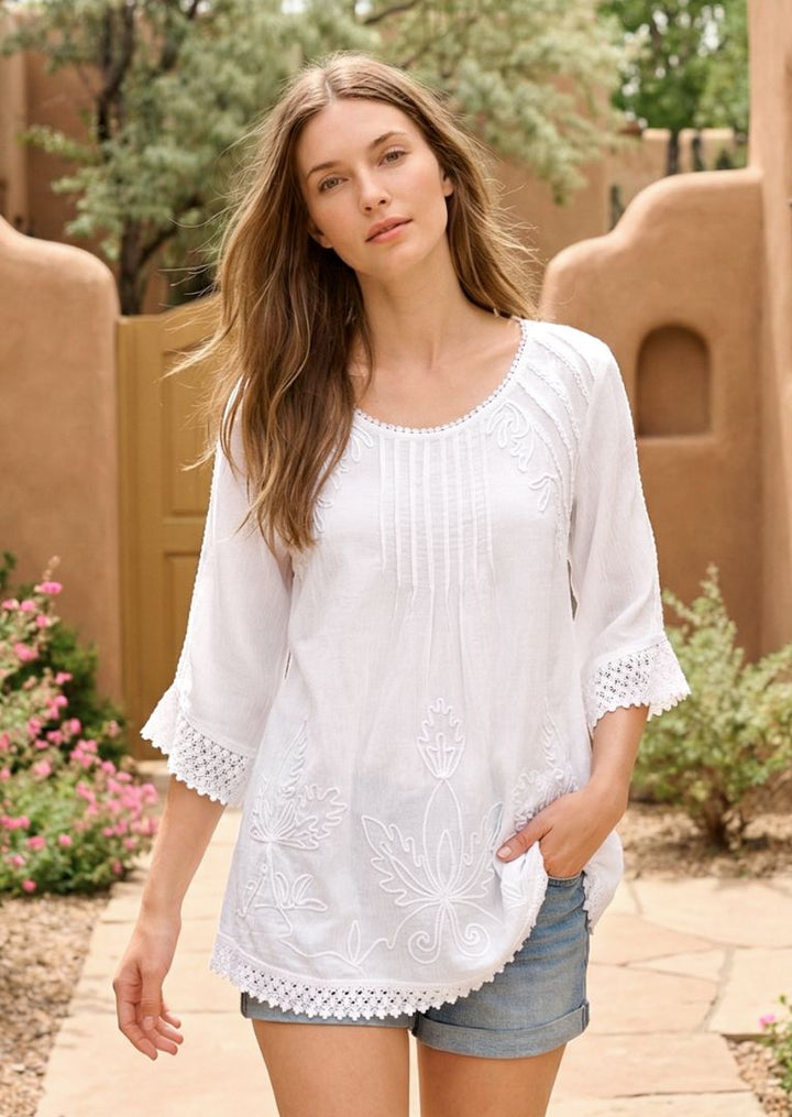 S18-686 Adara 3/4 Sleeve Cotton Tunic